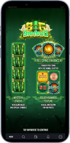 Big Bamboo slot launch screen on mobile device