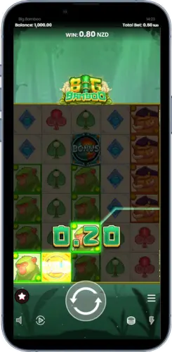 Big Bamboo slot round result screen showing win